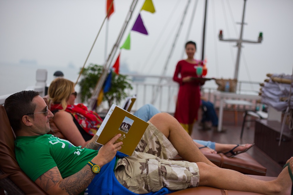 Guests relaxing on sundeck
